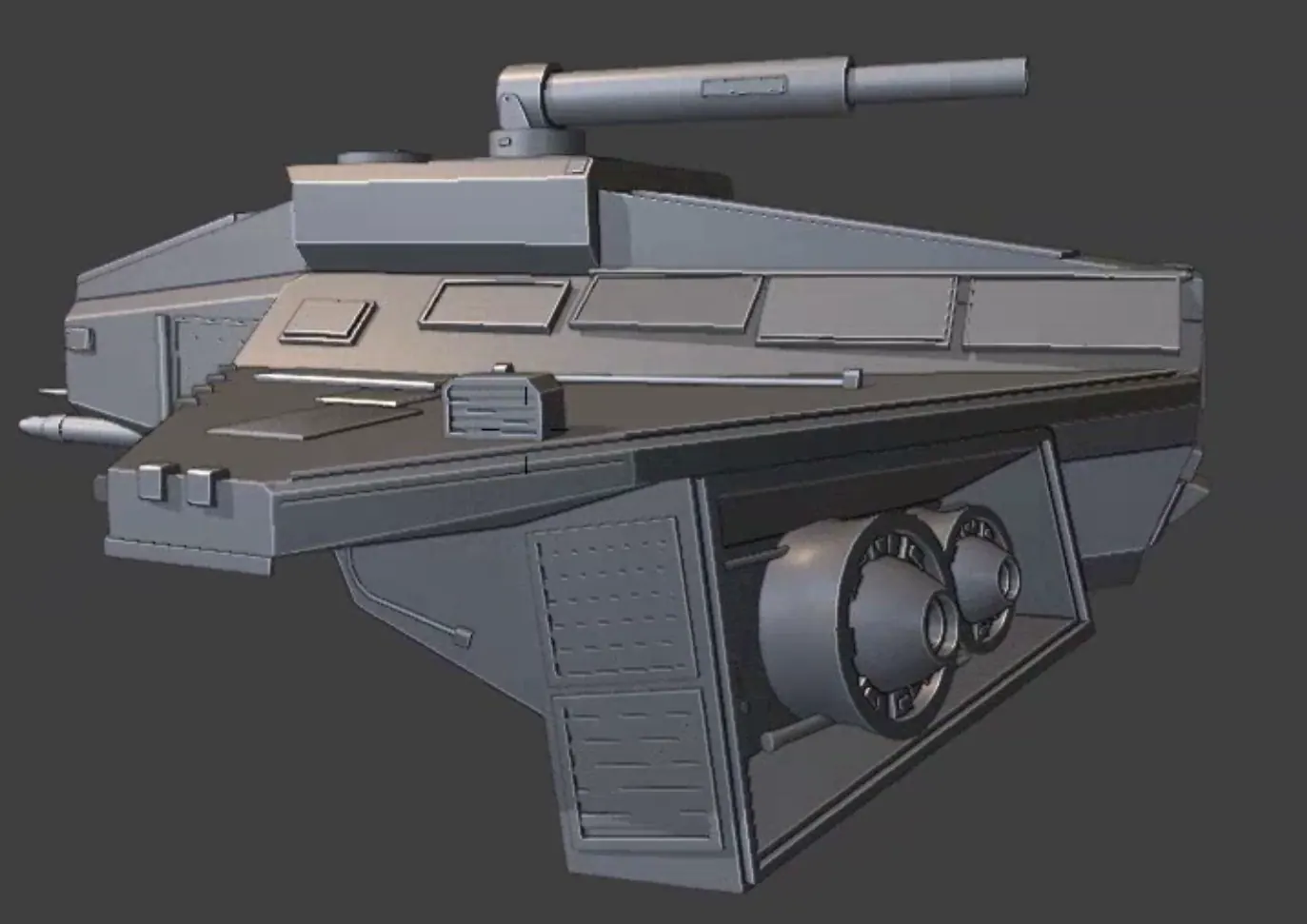 Salvaged sci-fi freighter concept